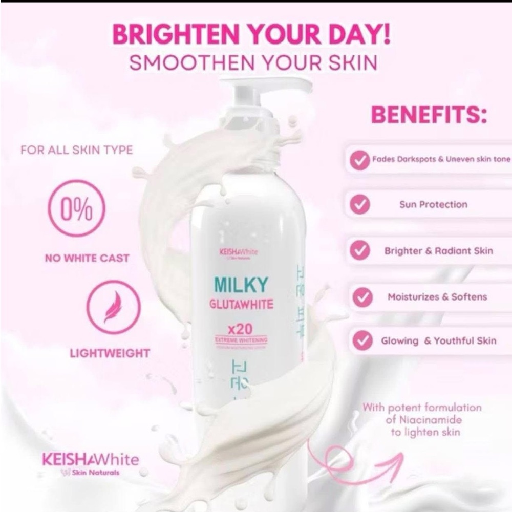 KEISHAWhite Milky Glutawhite Premium Lotion - White & Pink - Picture 2 of 5